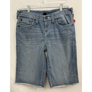 NWT True Religion Geno Cut Off Short Youth Boys 16 Blue Denim
